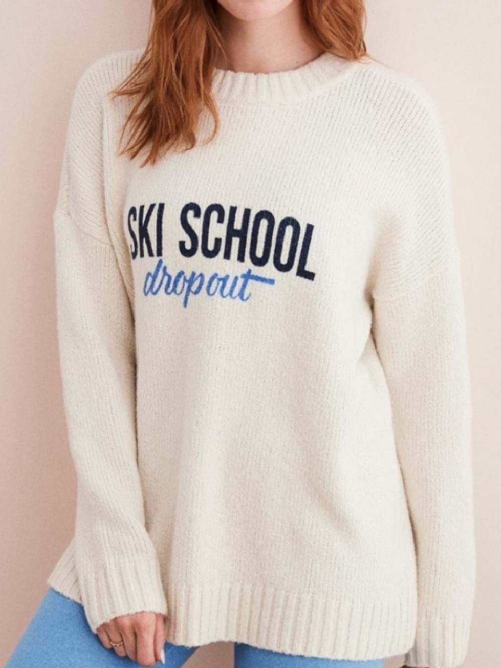 Aerie M Ski School Dropout Sweater Apres Ski M Cream